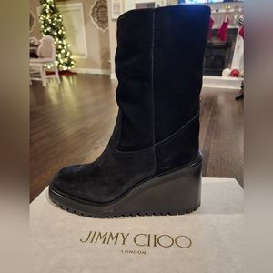 Jimmy Choo black wedge boot size 9